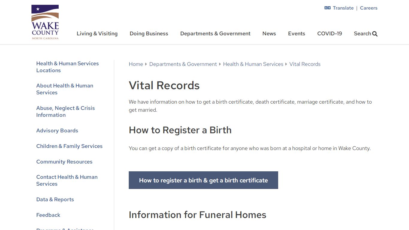 Vital Records | Wake County Government